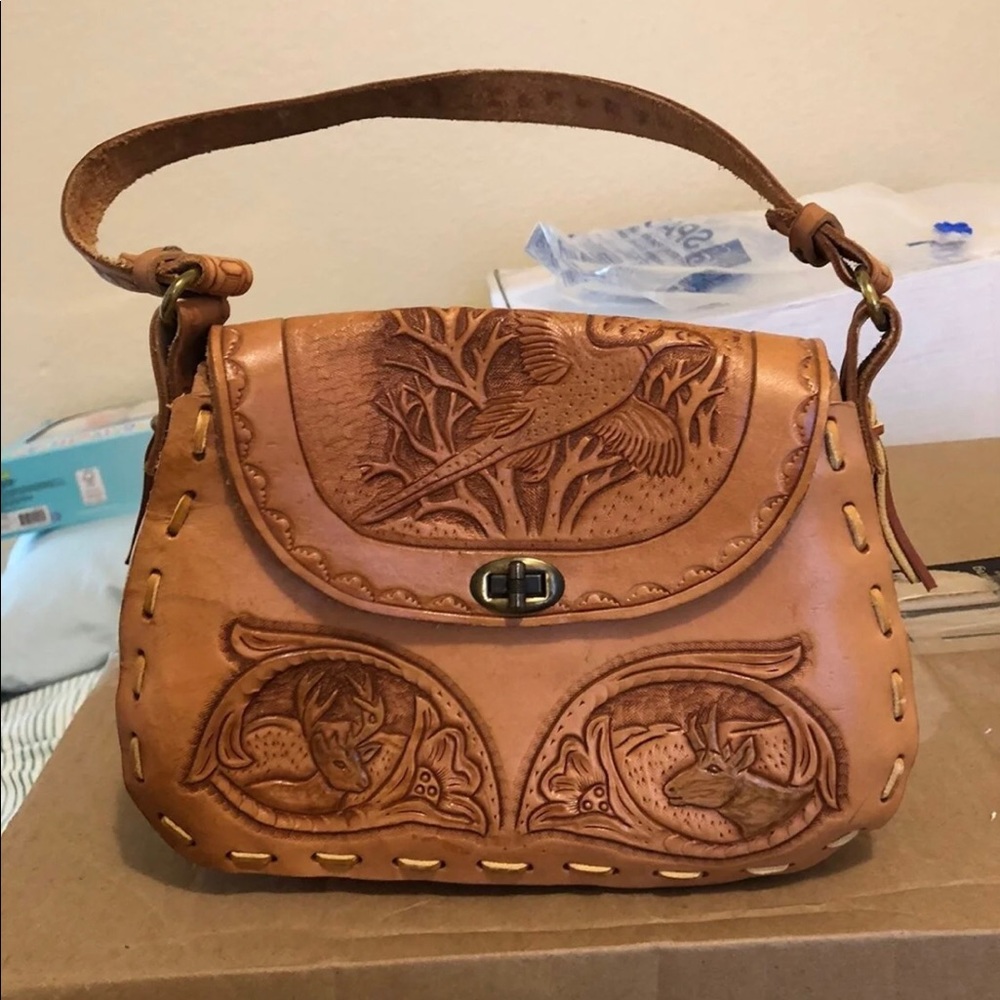 Leather carved purse